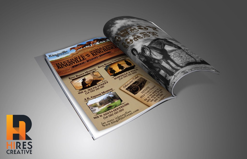 Kingsville Texas tourism guide advertisement mockup