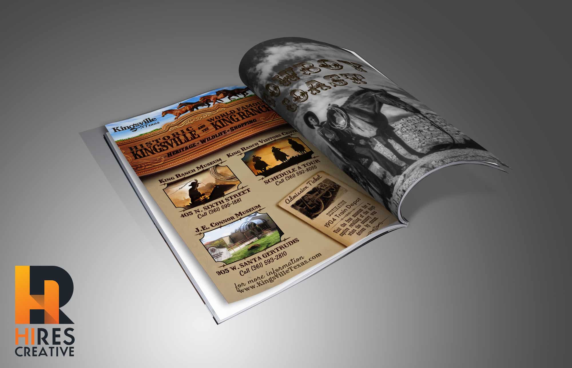 KVL Tourism Guide Advertisement Kingsville Texas tourism guide advertisement mockup