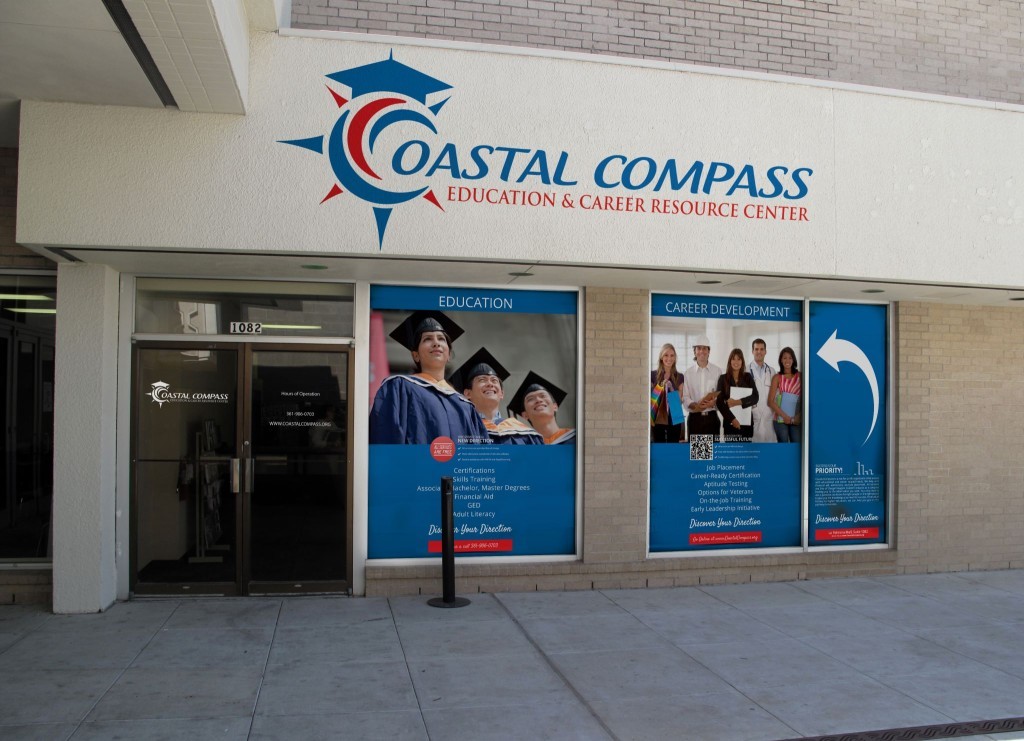 Coastal Compass Education and Career Resource Center window mock ups